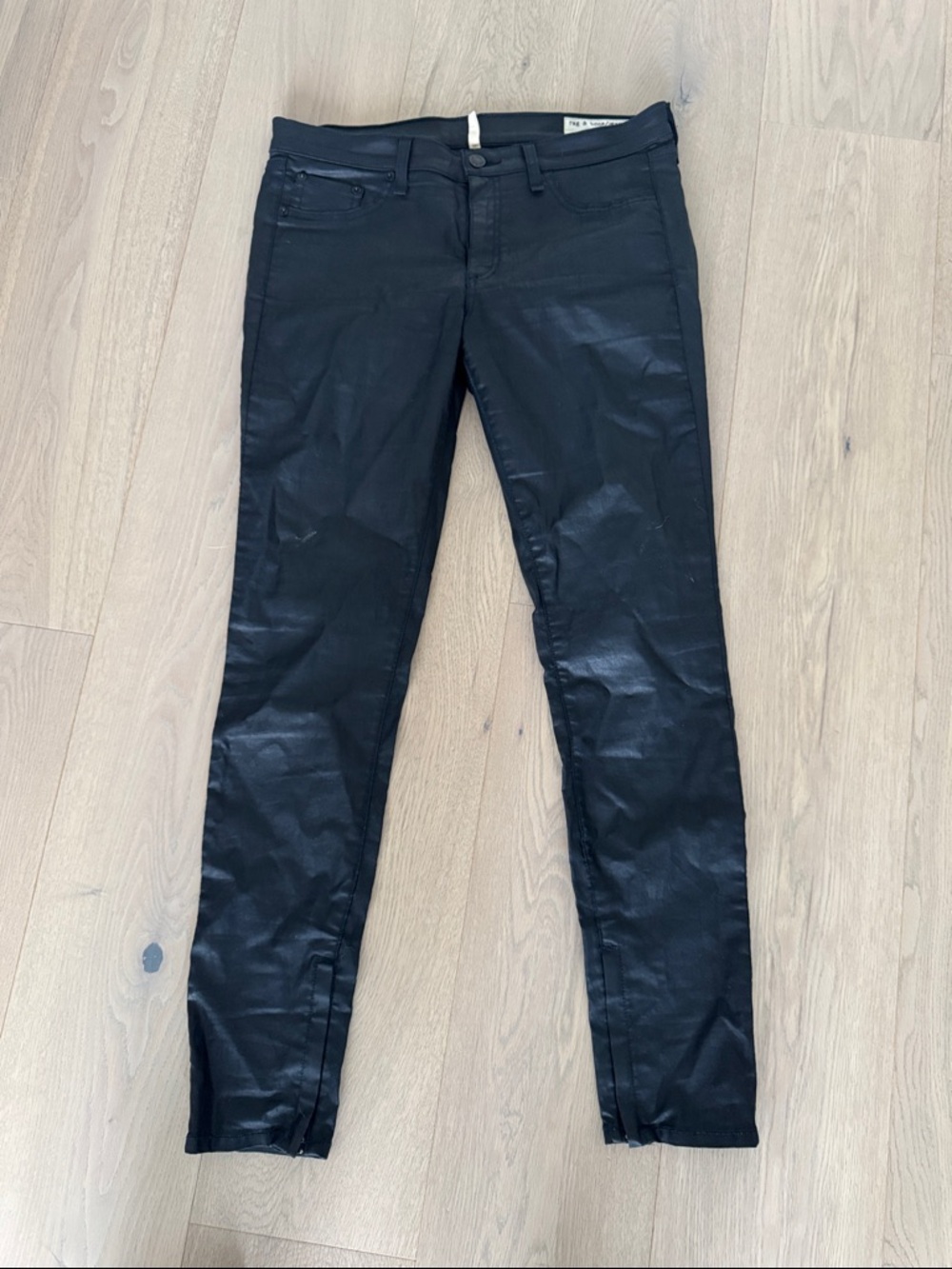 rag & bone Black Leather-look Skinny Jeans